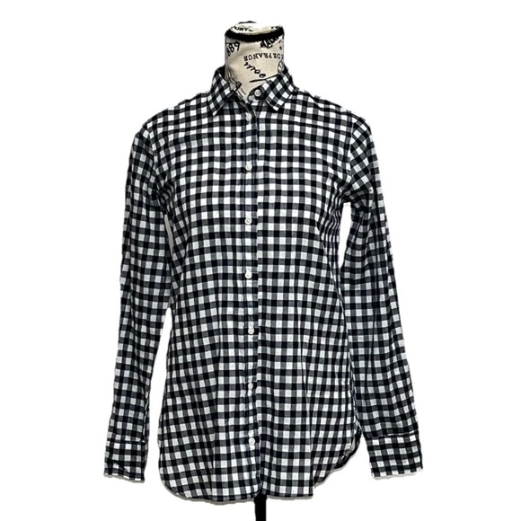 J.Crew Classic-Fit Boy Shirt in Crinkle Gingham Black White Check 00 Preppy - Picture 2 of 11